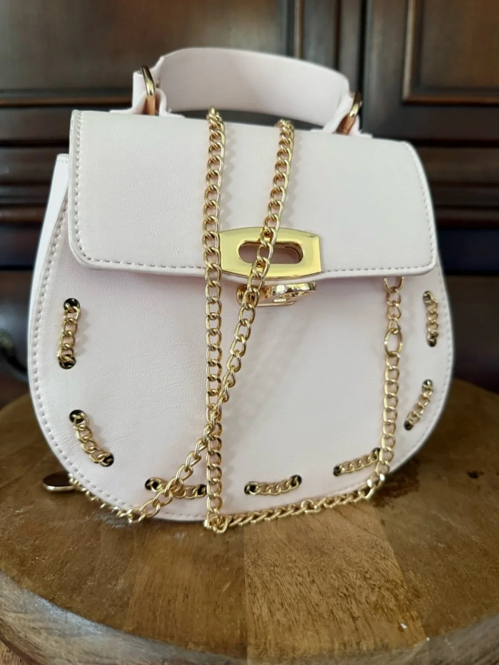 Abel & Lula Girls Blush Pink Mini Handbag Gold Chain Crossbody Purse